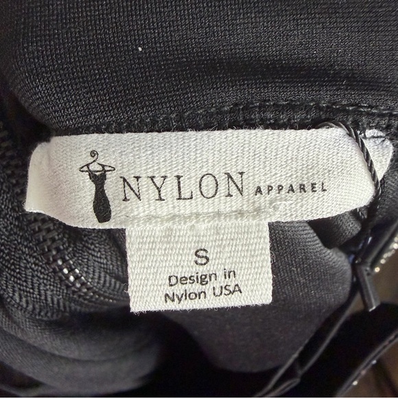 Nylon Apparel Rhinestone Multilayered Tassel Belted Mini Skirt Small Black New - Picture 7 of 8